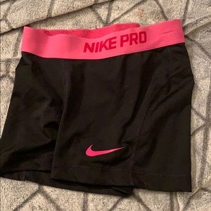 Pink and Black Nike Pro Shorts 3”